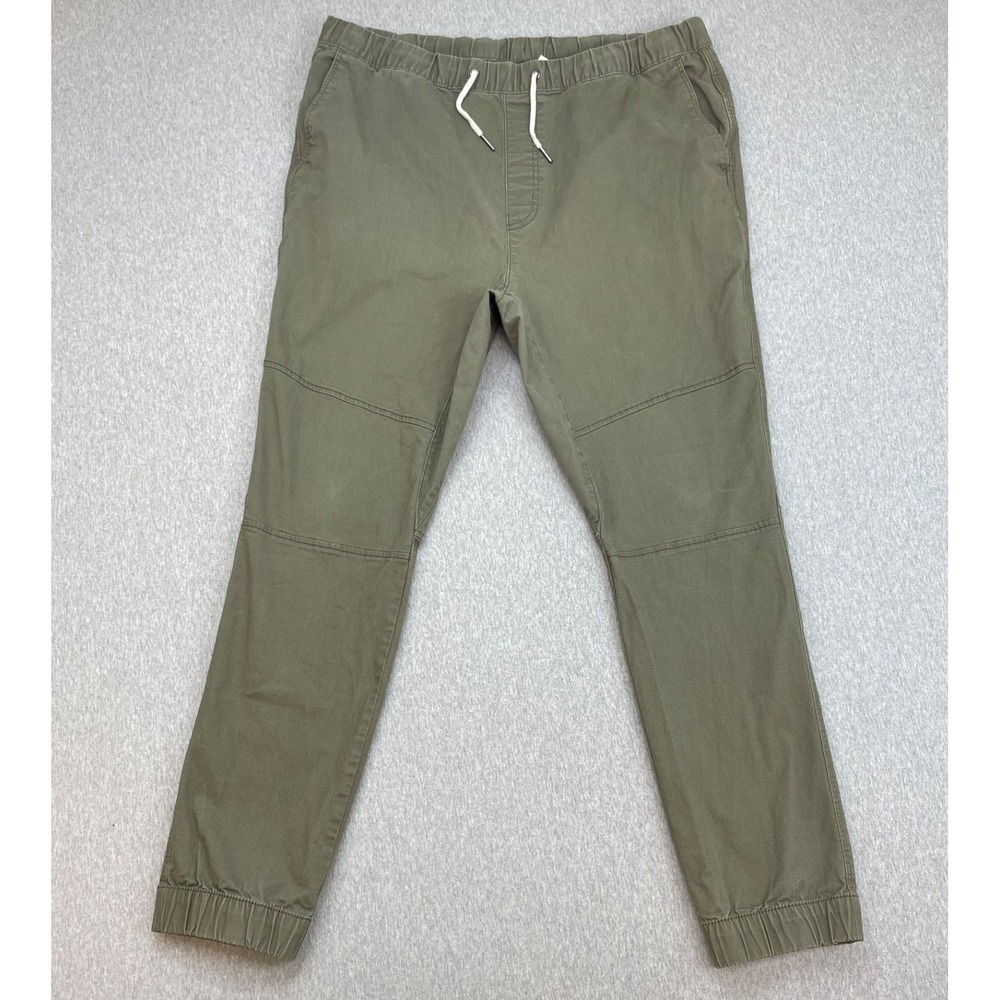 H&M Divided Joggers Mens Large Green Cotton Blend Stretch Drawstring Skinny